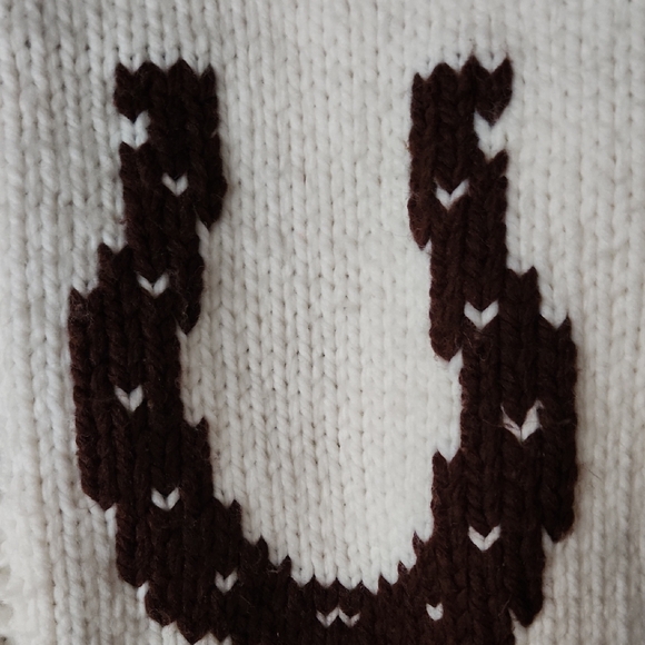Vintage Wool Cowichan Horse Sweater Handmade - Picture 9 of 11